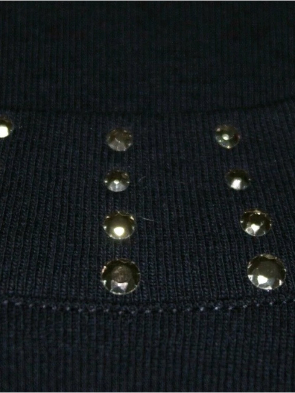 Dress Barn Black Short Sleeve Top with Metallic Stud Trim - Picture 4 of 6